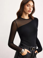 Asymmetrical Sheer Panel Jersey Top